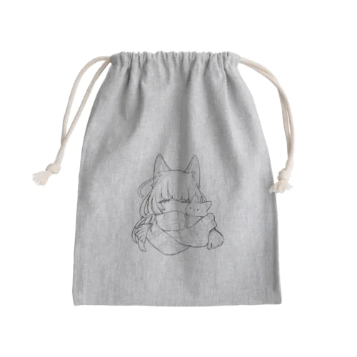 マフラーとねこ Mini Drawstring Bag