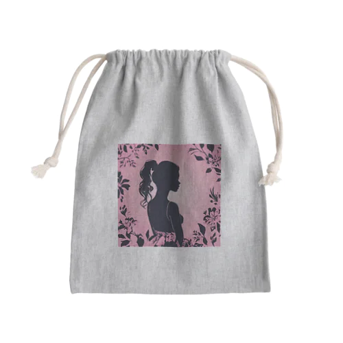 かわいい女の子の影絵 Mini Drawstring Bag