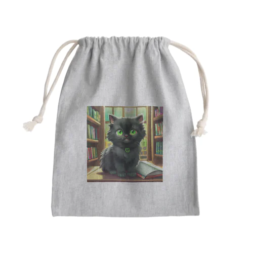 図書室の黒猫01 Mini Drawstring Bag