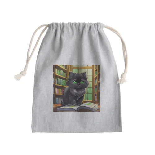 図書室の黒猫02 Mini Drawstring Bag