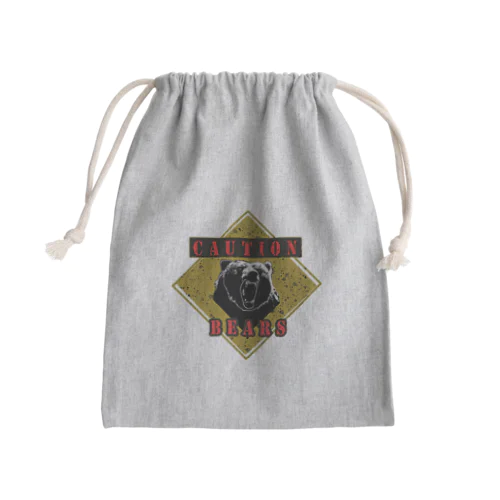 CAUTION- Bear　２ Mini Drawstring Bag