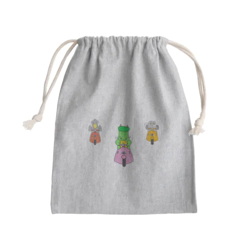 [森図鑑] 龍とハシビロコウとガマグチヨタカのツーリング Mini Drawstring Bag