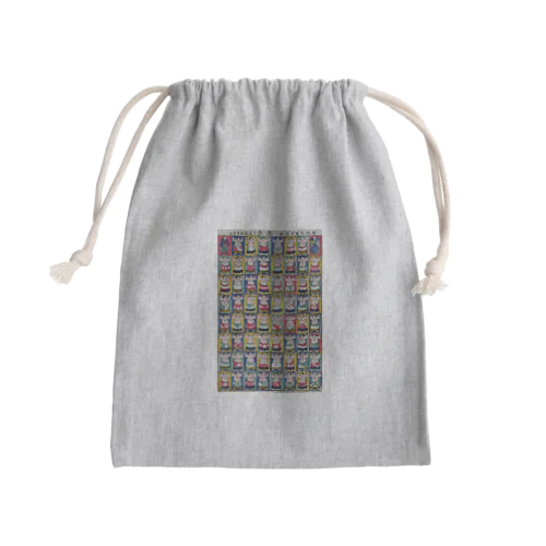 和風　「相撲力士」歌川芳員1852年. Mini Drawstring Bag