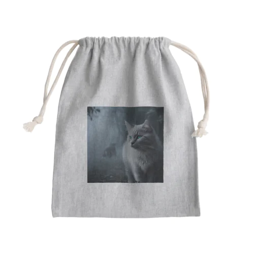 「境界を見つめる猫の眼差し」 Mini Drawstring Bag