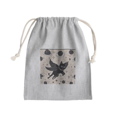 宇宙黒猫キョロちゃん(惑星) Mini Drawstring Bag