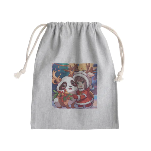 トナカイパンダとサンタはいつも仲良し Mini Drawstring Bag