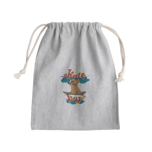 スケートボードするワンコ Mini Drawstring Bag