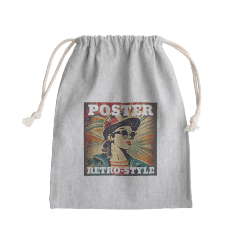 レトロ風ポスター（女性） Mini Drawstring Bag