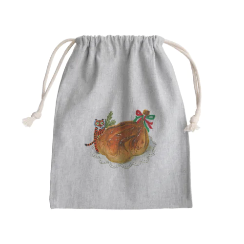 ローストチキンとトラちゃん Mini Drawstring Bag