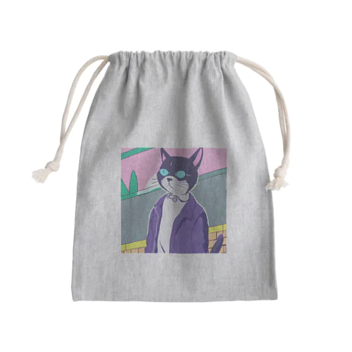 ヌコ博士 Mini Drawstring Bag