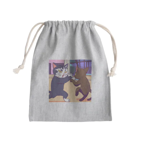 タイマン猫 Mini Drawstring Bag