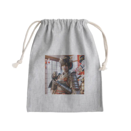 呑(どん)女武士の正月 Mini Drawstring Bag