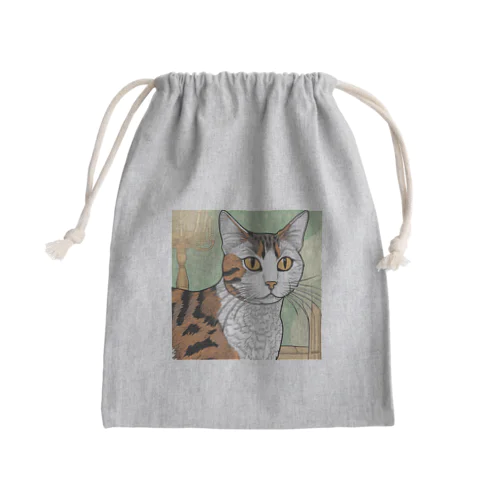 じっと見つめる猫 Mini Drawstring Bag