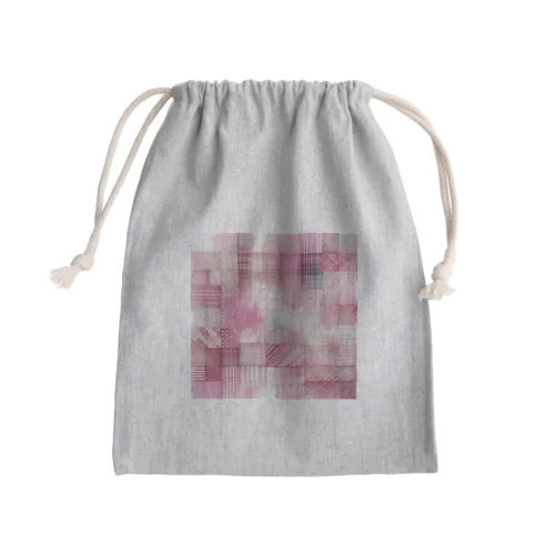 ピンクニュアンスチェック Mini Drawstring Bag