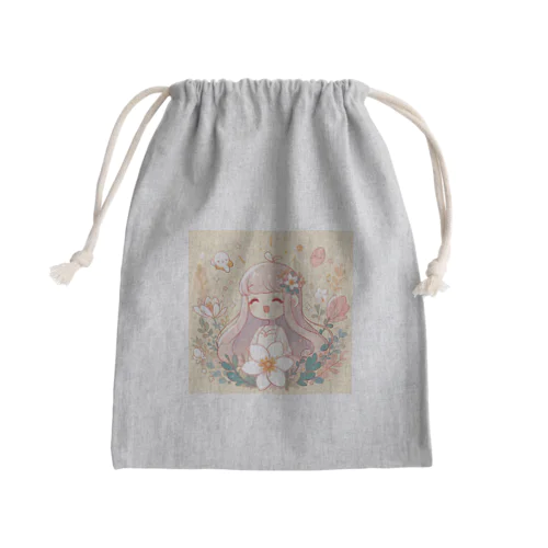 少女とお花🌸 Mini Drawstring Bag