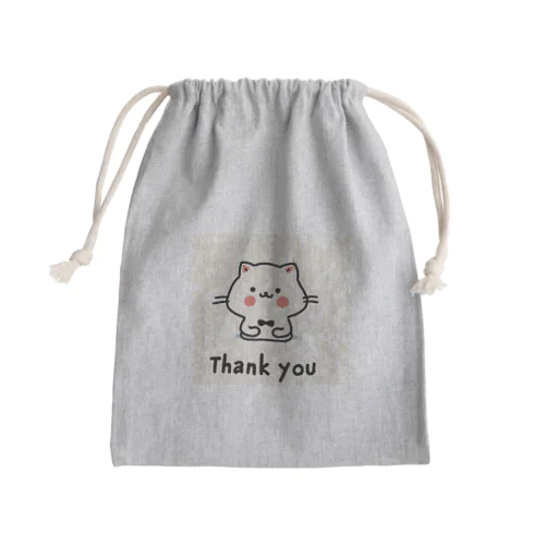 シンプルThank you猫 Mini Drawstring Bag