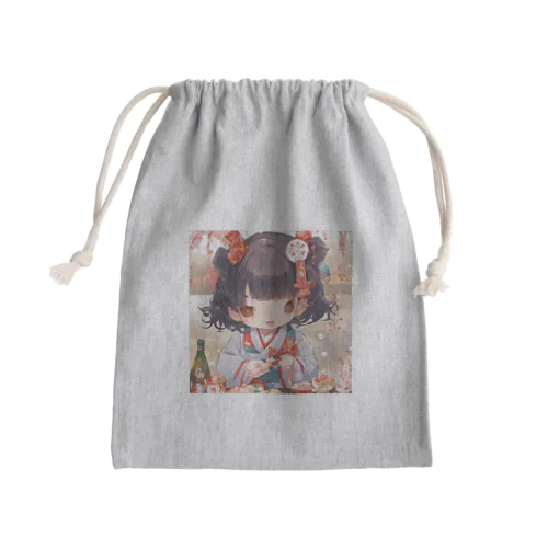 新春の可愛い女の子 Mini Drawstring Bag