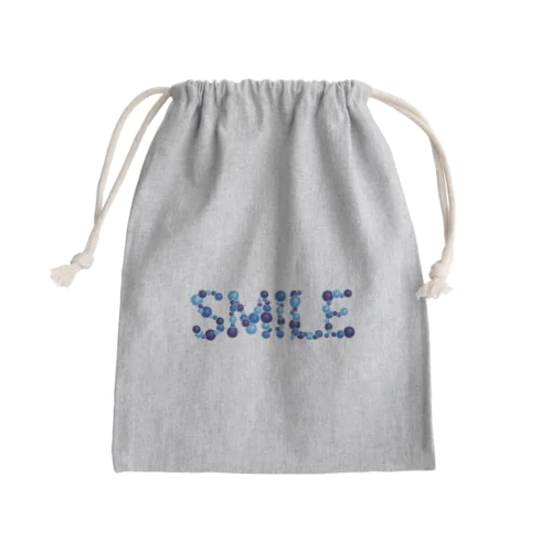 バルーン文字「SMILE」（青色系） Mini Drawstring Bag