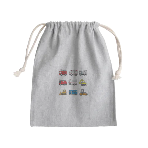 顔つき働く車 Mini Drawstring Bag