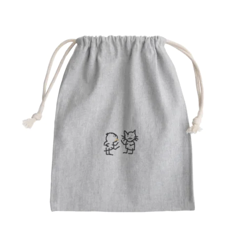 あひる vs ねこ Mini Drawstring Bag