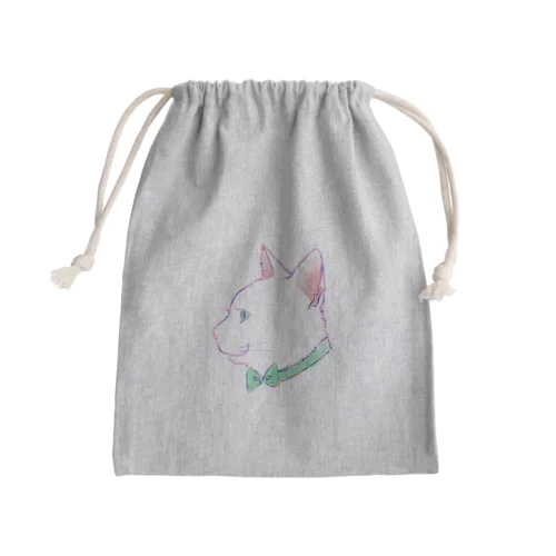 White cat Mini Drawstring Bag