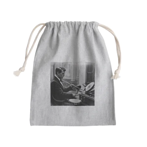 ビンテージ風いろんな楽器演奏 Mini Drawstring Bag