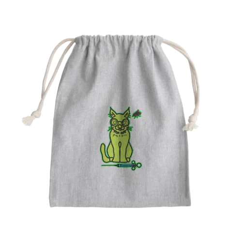 待ちきれない猫 Mini Drawstring Bag