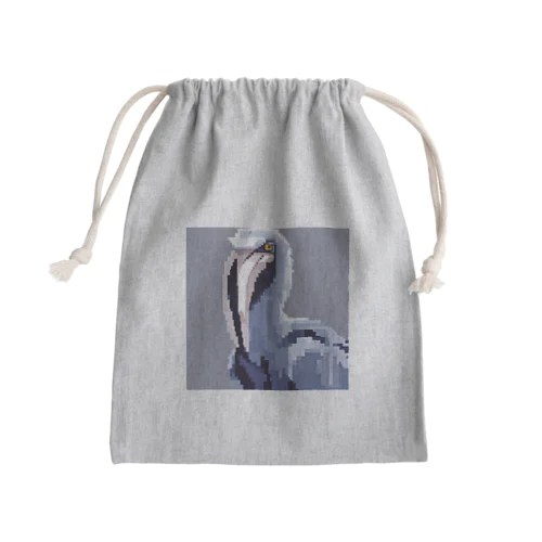 ドットの絵のハシビロコウ Mini Drawstring Bag