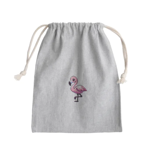 フラミンゴのピクセルアート Mini Drawstring Bag