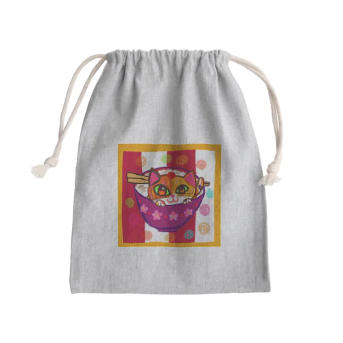 猫と梅干しとご飯 Mini Drawstring Bag