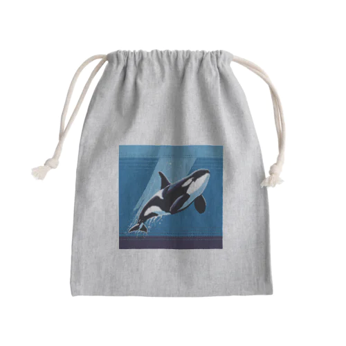 深海の舞 - シャチのピクセルアート Mini Drawstring Bag