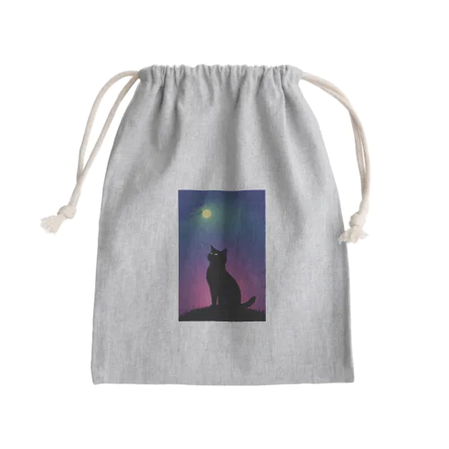 黒猫と不思議な夜 Mini Drawstring Bag