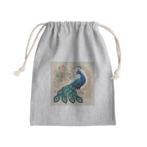 孔雀の優雅な舞 Mini Drawstring Bag