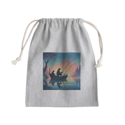 親子の釣りイラストグッズ Mini Drawstring Bag