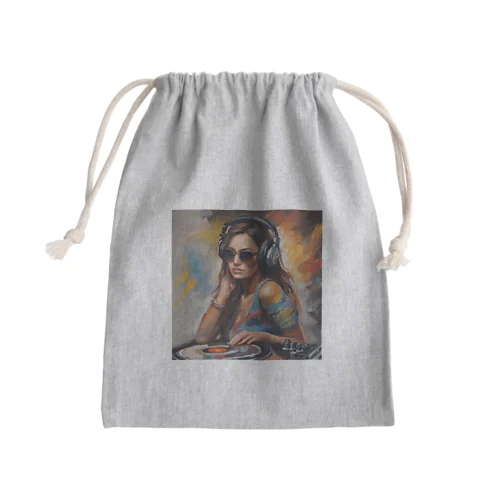 DJ 女性イラスト Mini Drawstring Bag