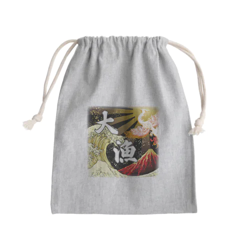 大漁　和柄　赤富士 Mini Drawstring Bag