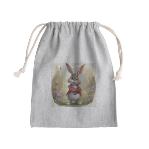 はりきりうさぎ Mini Drawstring Bag