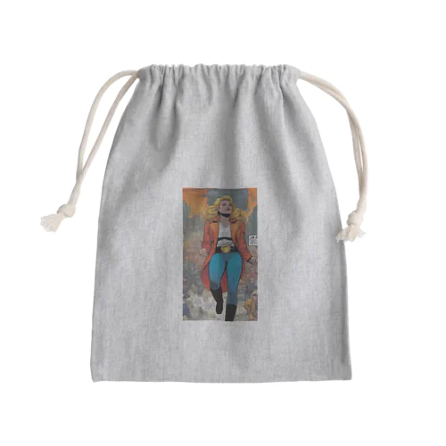アメコミ風強い女性 Mini Drawstring Bag