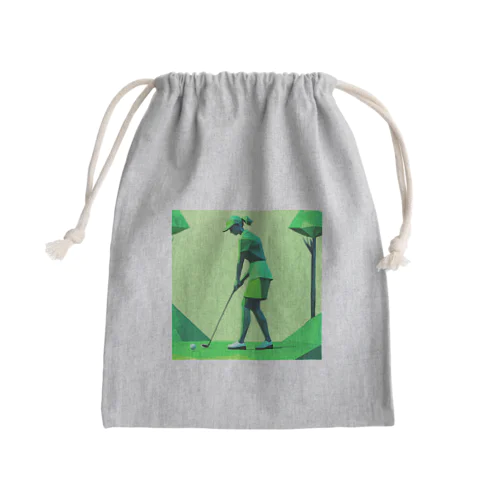 ゴルフしている美人 Mini Drawstring Bag