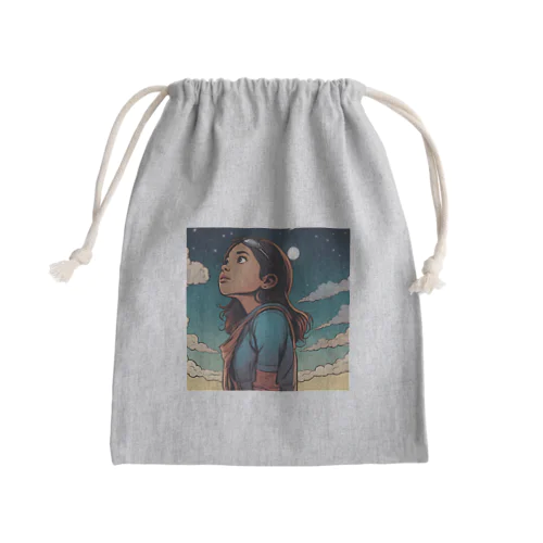 The girl who looks at the sky Mini Drawstring Bag