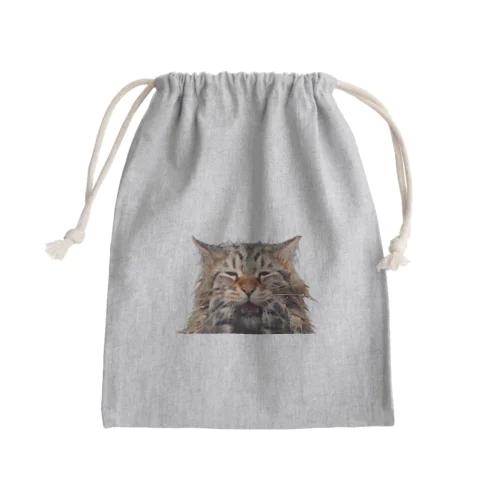 ずぶ濡れ猫 Mini Drawstring Bag