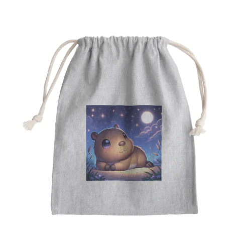 星空の下でリラックスカピバラ Mini Drawstring Bag