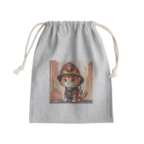 ネコ消防士 Mini Drawstring Bag