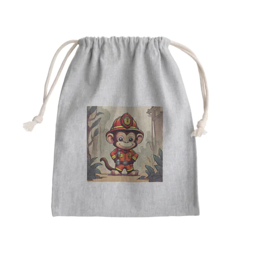 キュートなお猿の消防士 Mini Drawstring Bag