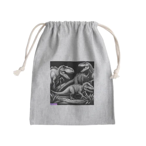 モノクロ恐竜くん3号 Mini Drawstring Bag