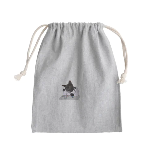 博士になった黒猫BIBI Mini Drawstring Bag