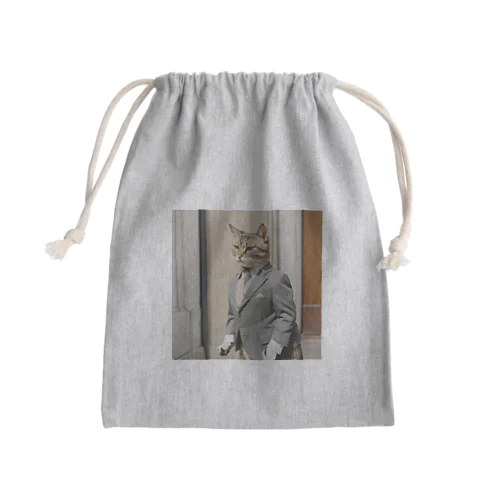 スーツねこ Mini Drawstring Bag