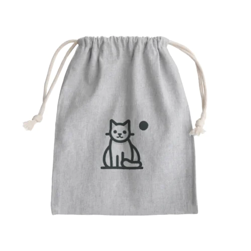 この魅力的なモノクロキャットイラストは、猫好きの皆さんにぴったりです！ Mini Drawstring Bag