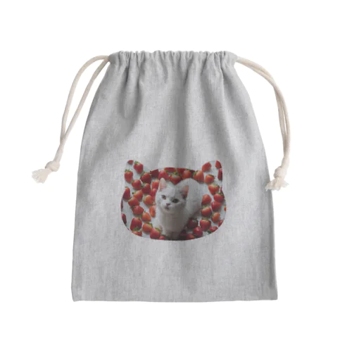 いちごねこ Mini Drawstring Bag