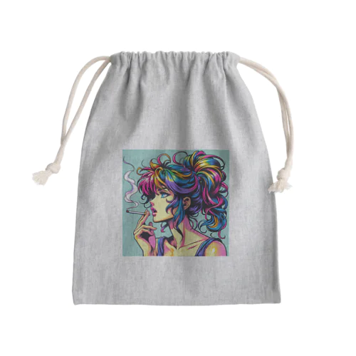 タバコを吸う女性 Mini Drawstring Bag